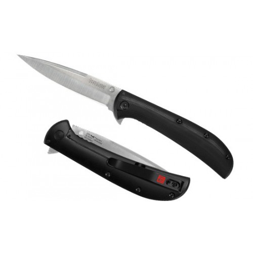 Kershaw Al Mar™ Knives Design AM-4 Flipper, Satin Finish 8Cr13MoV Blade, Black G10 and Stainless Steel Handle 8.9 cm, 2330