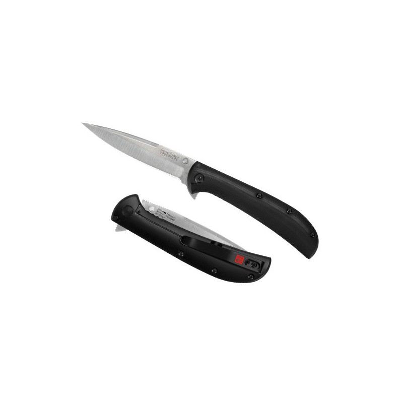 Kershaw Al Mar™ Knives Design AM-4 Flipper, Satin Finish 8Cr13MoV Blade, Black G10 and Stainless Steel Handle 8.9 cm, 2330