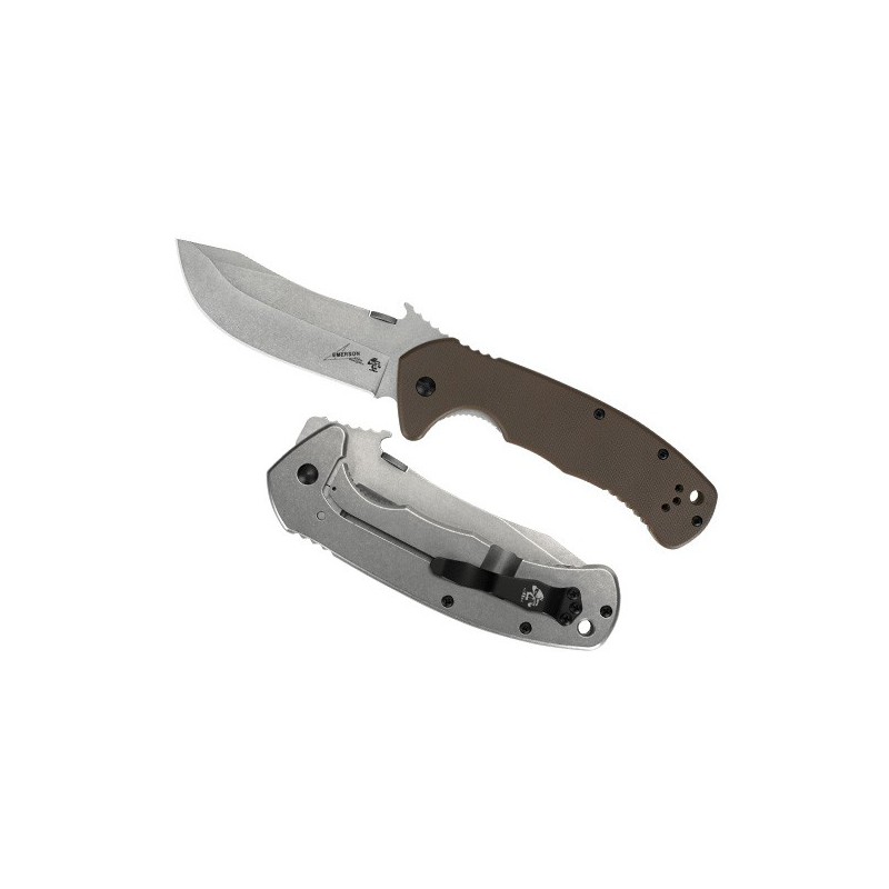Kershaw Emerson Design CQC-11K, Stonewashed Clip Point Blade, Brown G-10 and Steel Handle 8.9 cm, 6031