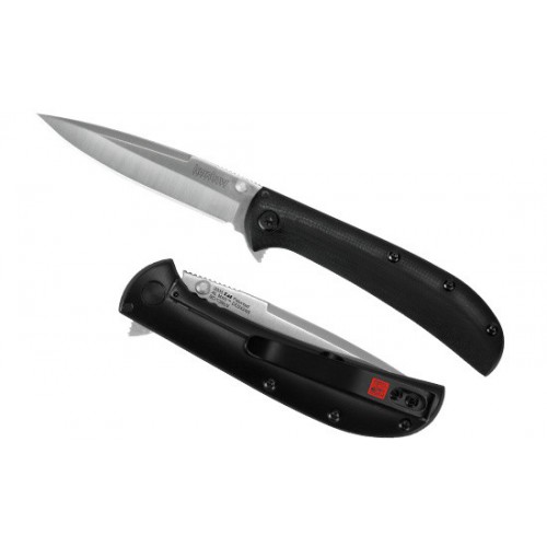 Kershaw Al Mar Knives Design AM-3 Flipper, Satin Finish 8Cr13MoV Blade, Black G10 and Stainless Steel Handle 7.9 cm, 2335