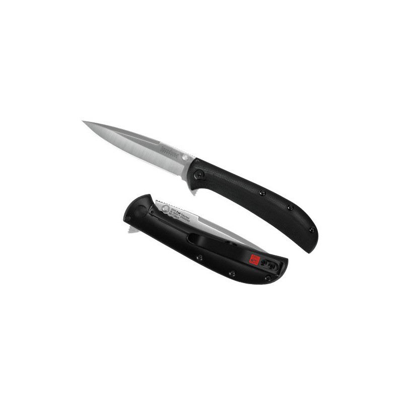 Kershaw Al Mar Knives Design AM-3 Flipper, Satin Finish 8Cr13MoV Blade, Black G10 and Stainless Steel Handle 7.9 cm, 2335