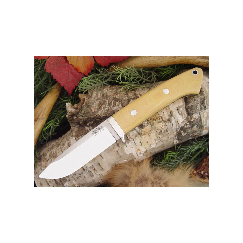 Bark River Drop Point Hunter Antique Ivory Micarta Red liners