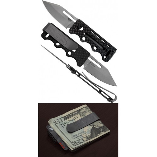 SOG Ultra C-Ti Money Clip, Carbon Fiber Handle, Bead Blasted VG-10 Blade, Titanium Clip