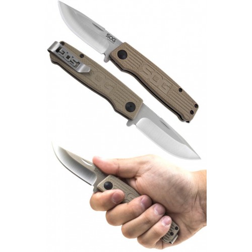 SOG Terminus, Brown G10 Handle, Satin Finish Carpenter CTS™ - BD1 Alloy