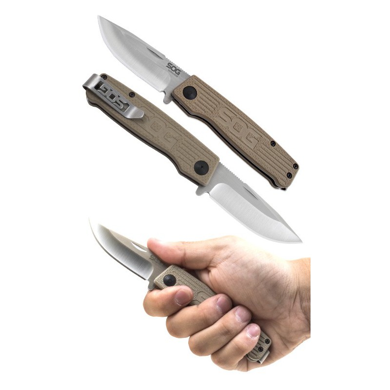 SOG Terminus, Brown G10 Handle, Satin Finish Carpenter CTS™ - BD1 Alloy