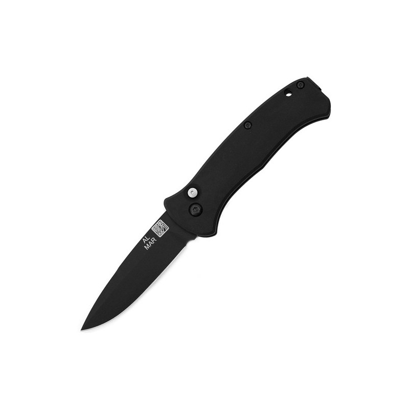 Al Mar Mini Auto Sere 2000™, Crucible CPM® S30V™ Satin Plain Blade, Black Aluminum Handles
