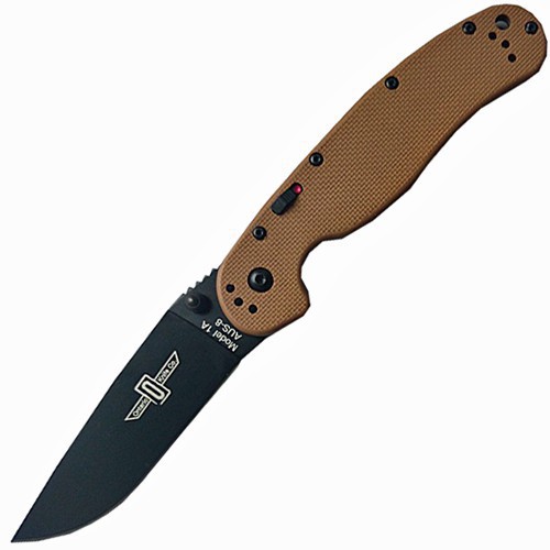 Ontario RAT™-1A Assisted Black Blade, Desert Tan G-10 Handle