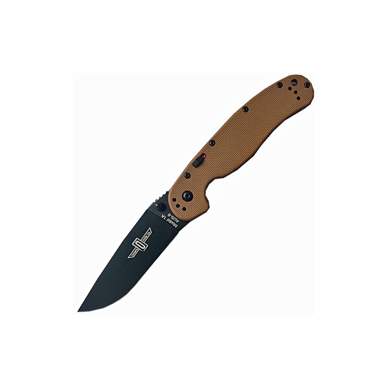 Ontario RAT™-1A Assisted Black Blade, Desert Tan G-10 Handle