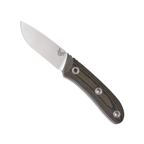 Benchmade Mel Pardue Hunter, Stonewashed Crucible CPM S30V Blade, Olive Drab and Black Striped Micarta Handle 8.8 cm, 15400