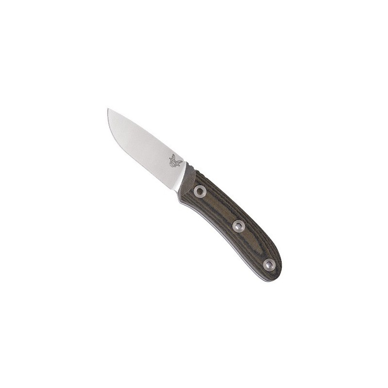 Benchmade Mel Pardue Hunter, Stonewashed Crucible CPM S30V Blade, Olive Drab and Black Striped Micarta Handle 8.8 cm, 15400