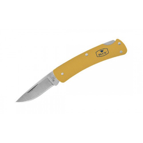 Buck Alumni, Stonewashed 420HC Steel, Gold Anodized Aluminum Handle 4.8 cm, 0524GDS