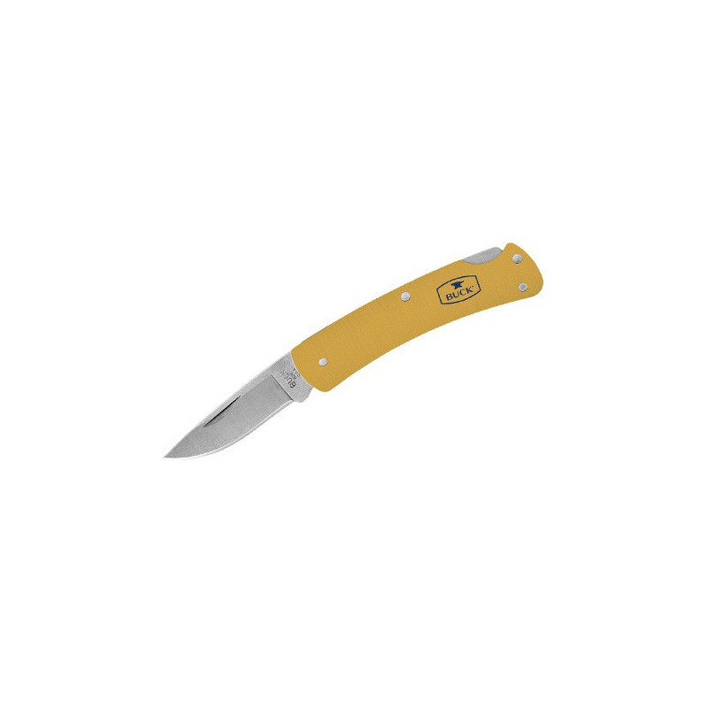 Buck Alumni, Stonewashed 420HC Steel, Gold Anodized Aluminum Handle 4.8 cm, 0524GDS