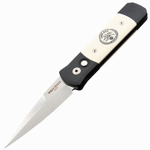Pro-Tech Godson Chris Kyle "Legend", 2-Tone Finish 154CM Blade, Solid Black Alum. Handle w/ Ivory Micarta Inlays 8.1 cm, CK-751