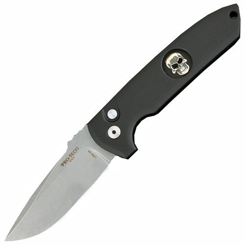 Pro-Tech Rockeye, Shaw Silver Skull, Patterned Handle, Blackwash Blade 8.57 cm, LG Skull-Bw