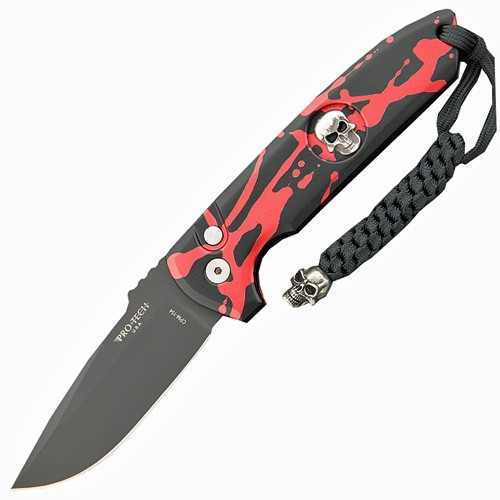 Pro-Tech "Rockeye", Shaw Silver Skull, P. Kellett Splash Handle, Black Blade 8.57 cm, LG101Scull/Splash/Rad/BL/BL