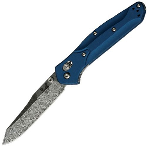 Benchmade Osborne AXIS Lock Limited Edition, Damasteel AB Blade "Odin Heim" Pattern, Blue Anodized Aluminium 8.6 cm, 940-1801