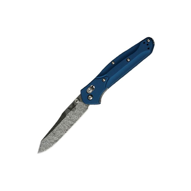 Benchmade Osborne AXIS Lock Limited Edition, Damasteel AB Blade "Odin Heim" Pattern, Blue Anodized Aluminium 8.6 cm, 940-1801