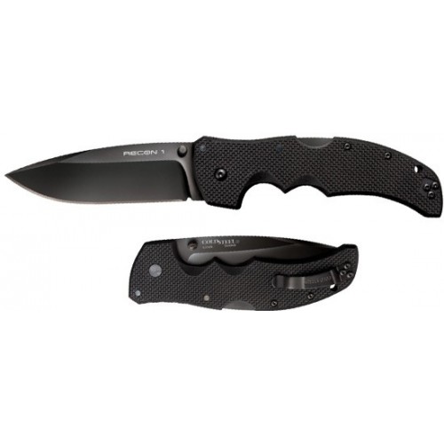 Cold Steel Recon 1 Spear Point, Black DLC-Coated CPM S35VN Steel, Black G-10 Handle 10.2 cm, 27BS