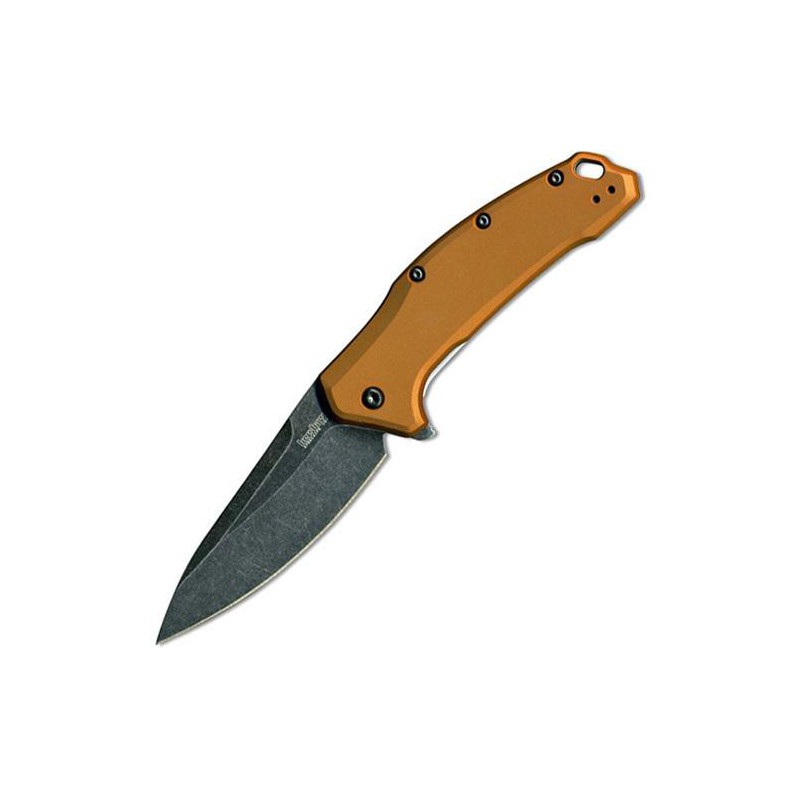 Kershaw Link Flipper, BlackWash 420HC Steel, Bronze Anodized Aluminum Handle 8.4 cm, 1776BRZBW