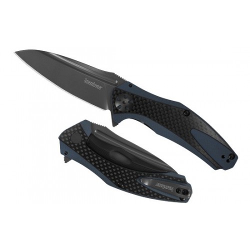 Kershaw "Natrix" KVT Flipper, Ti Carbo-Nitride 8Cr13MoV Bade, Blue/Gray G-10 Handles with Carbon Fiber Overlays 8.3 cm, 7007CF
