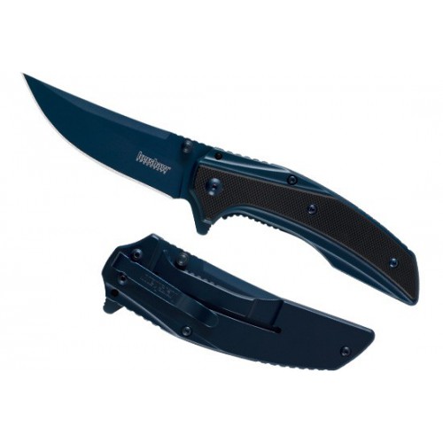 Kershaw Outright Flipper, Blue PVD-Coated 8Cr13MoV Blade, Blue PVD-Coated Stainless Steel Handles w/ Black G10 7.6 cm, 8320