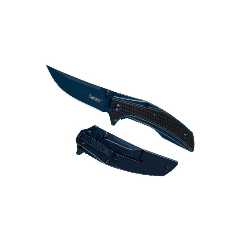 Kershaw Outright Flipper, Blue PVD-Coated 8Cr13MoV Blade, Blue PVD-Coated Stainless Steel Handles w/ Black G10 7.6 cm, 8320