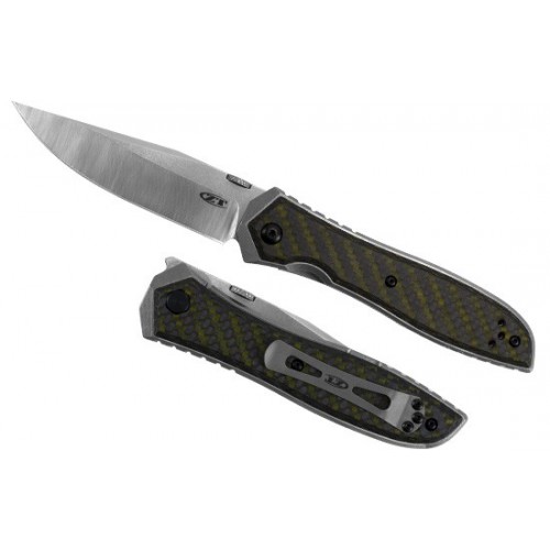 Zero Tolerance Emerson's Design 0640 Folder, 2-Tone Finish CPM 20CV Blade, Tit Handle w/ Green Carbon Fiber Inlays 9.6 cm, 0640
