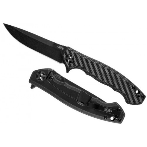 Zero Tolerance Sinkevich's Design 0452 KVT Flipper Sprint Run, Blackwash CPM S35VN, Tit and Carbon Fiber Handle 10.4 cm, 0452WBW