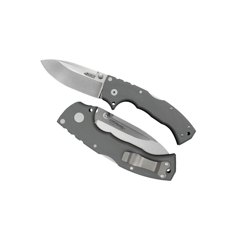 Cold Steel 4-Max Folder by Andrew Demko, Stonewashed CPM 20CV, Gray G10 Handles, Bead Blasted Tit Liners 10.2 cm, 62RN