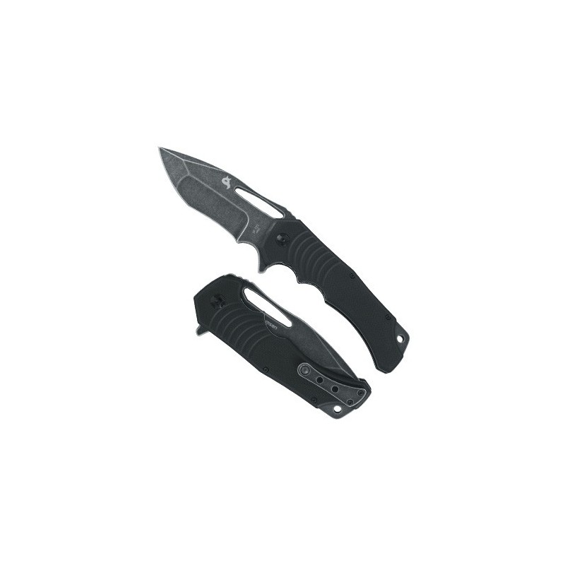 Fox Knives Mikkel Willumsen Design "Hugin" Flipper, Blackwash 440C Blade, Black G-10 Handle 10.0 cm, BF-721