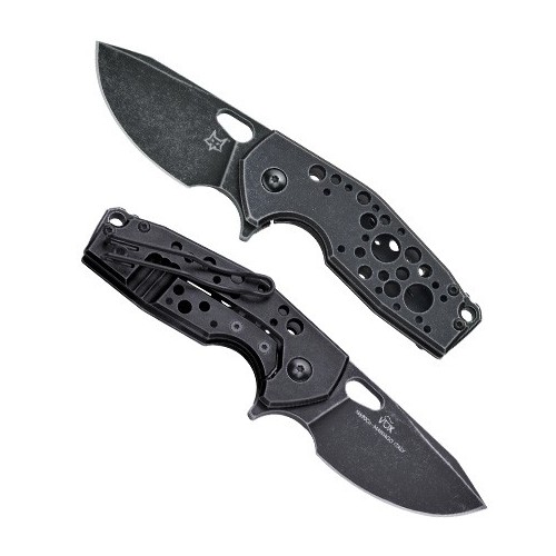 Fox Knives Suru, Stonewashed Black Idroglider Böhler N690 Blade, Black Anodized and Stonewashed Al Handle 6.0 cm, FX-526 ALB