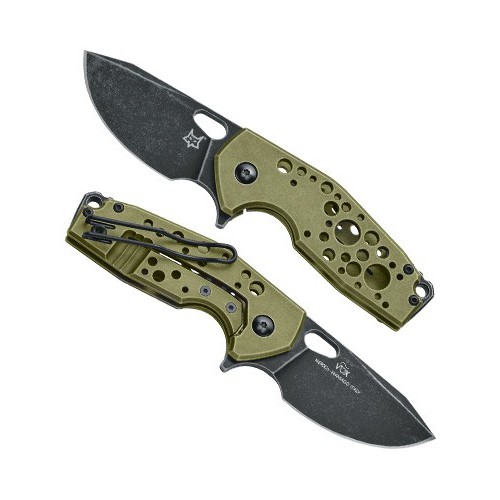 Fox Knives Suru, Stonewashed Black Idroglider Böhler N690 Blade, Green Anodized and Stonewashed Al Handle 6.0 cm, FX-526 ALG
