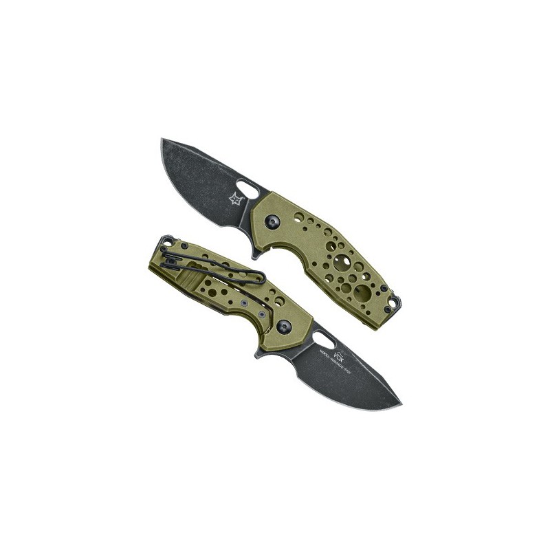 Fox Knives Suru, Stonewashed Black Idroglider Böhler N690 Blade, Green Anodized and Stonewashed Al Handle 6.0 cm, FX-526 ALG