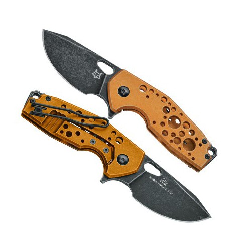 Fox Knives Suru, Stonewashed Black Idroglider Böhler N690 Blade, Orange Anodized and Stonewashed Al Handle 6.0 cm, FX-526 ALO