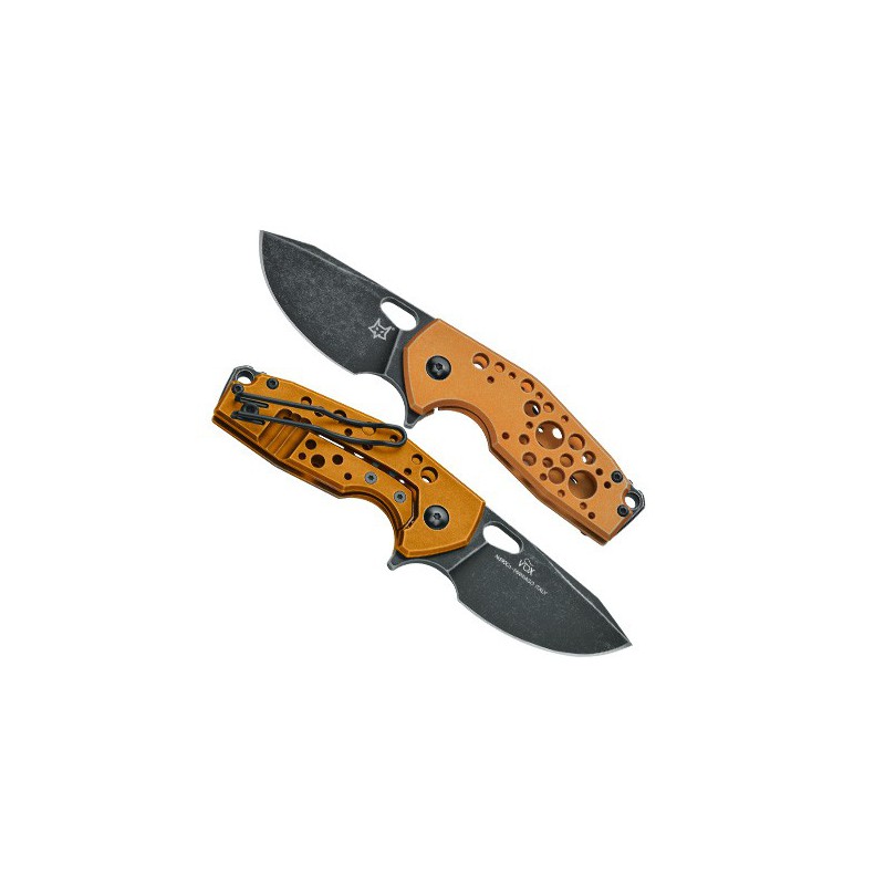 Fox Knives Suru, Stonewashed Black Idroglider Böhler N690 Blade, Orange Anodized and Stonewashed Al Handle 6.0 cm, FX-526 ALO