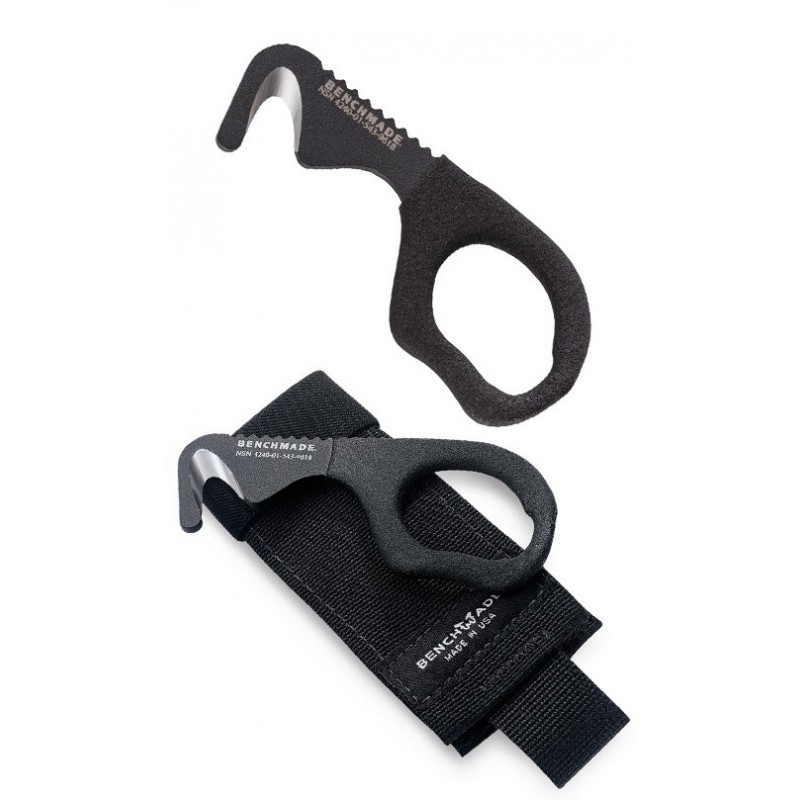 Benchmade Model 7 Rescue Hook Strap Safety Cutte, Soft Black Sheat 1.3 cm, 7BLKW