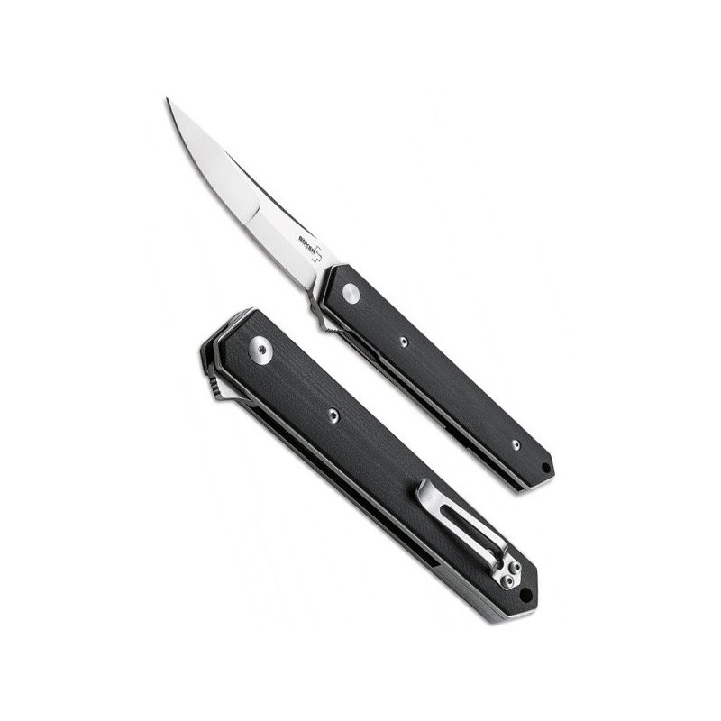 Boker Kwaiken Duplex Folder, Black С-10, Satin Finish Blade (IKBS Flipper) 9.0 cm, 01BO282