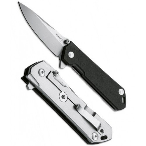 Boker Lucas Burnley design Kihon Flipper, Black G-10 Handle, D2 Tool Steel 8.4 cm, 01BO774