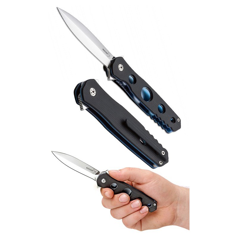 Boker Picador Ball Bearing Flipper, Polished 440C Steel, Black G-10 Handle with Titanium Liners and Clip 8.7 cm, 01BO260