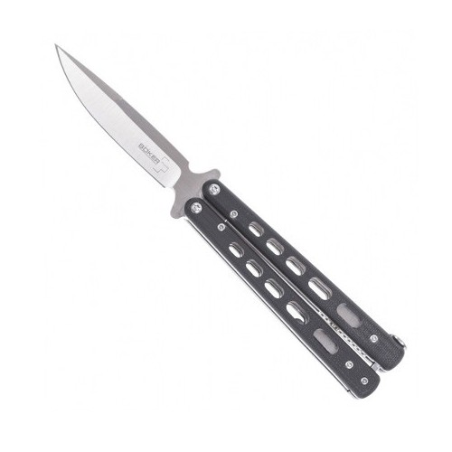 Boker Boker Plus Balisong, Satin Finish 440C Steel, Black G-10 Handles 8.2 cm, 06EX002